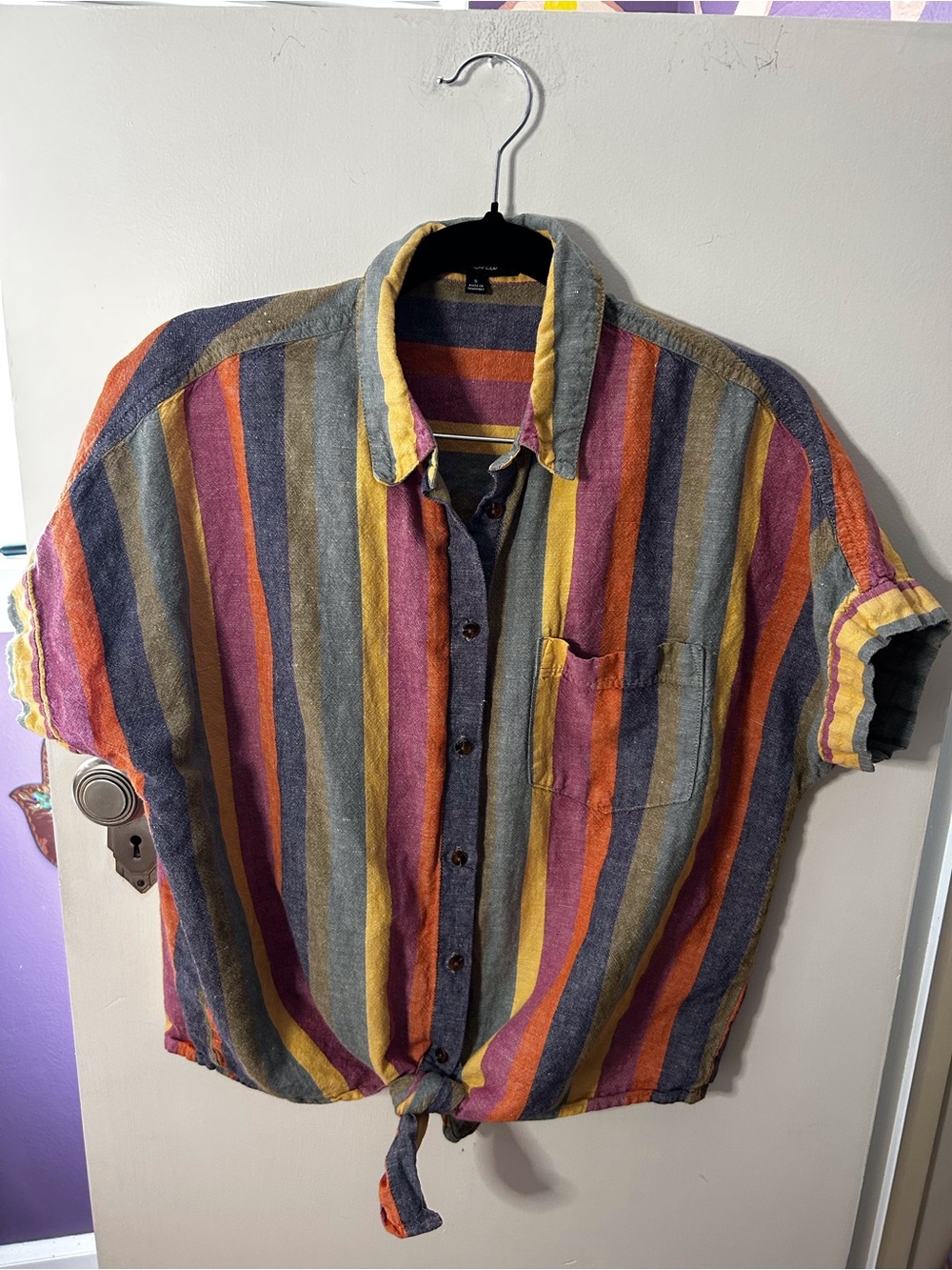 Madewell Multicolor Striped Short-Sleeve Button-Down Shirt